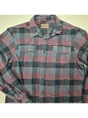 Orvis Men's Button Up Flannel Blue/Red/Black Plaid Shirt Sz L
